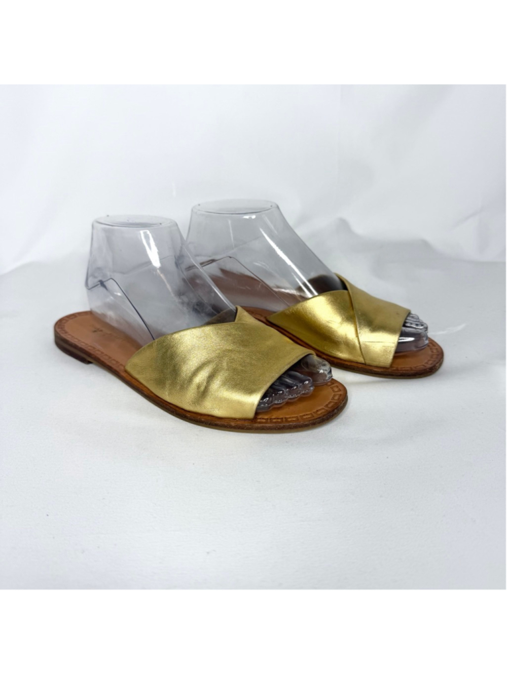 Women's Diane von Furstenberg Gold Leather Sandals Size 7.5